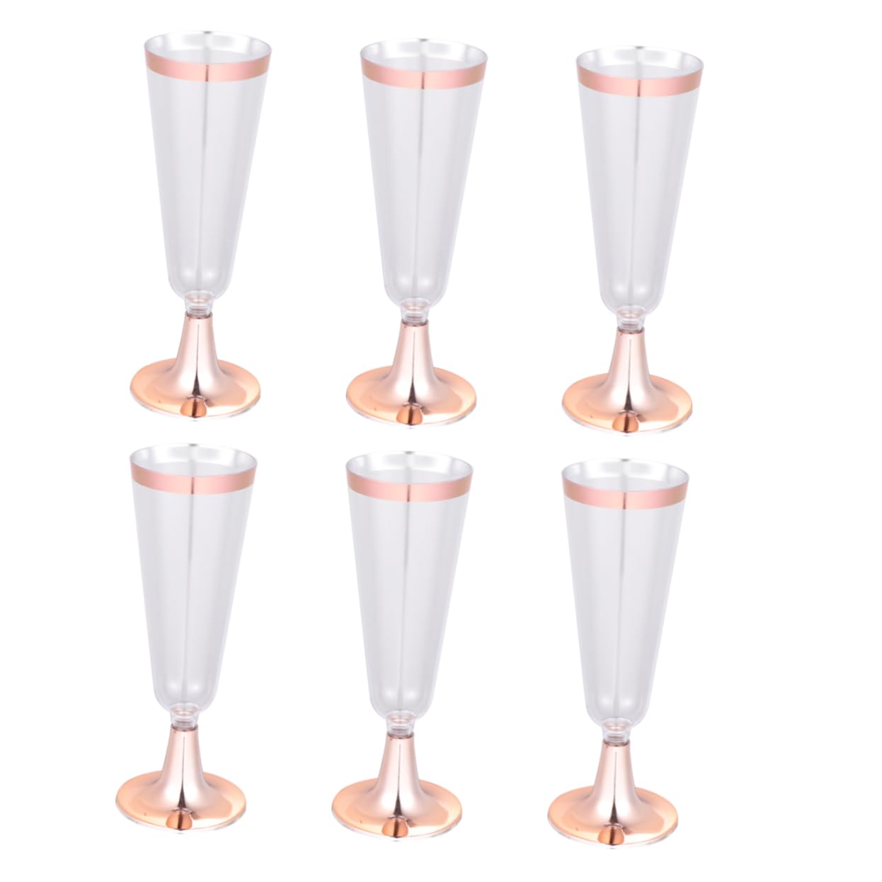 Amazon | IWOWHERO 6個使い捨てローズゴールド縁付きシャンパングラス